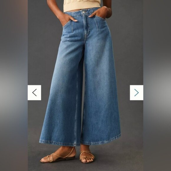 Anthropologie PILCRO Corset High-Rise Crop Culotte Jeans Size 25 Light Wash - Picture 3 of 16